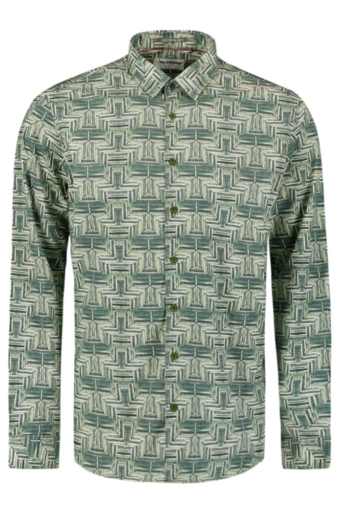 STRETCH SHIRT MET PRINT 29450701 052 DARK GREEN